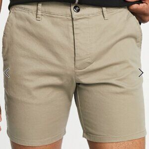 ASOS DESIGN slim chino shorts 38w in khaki